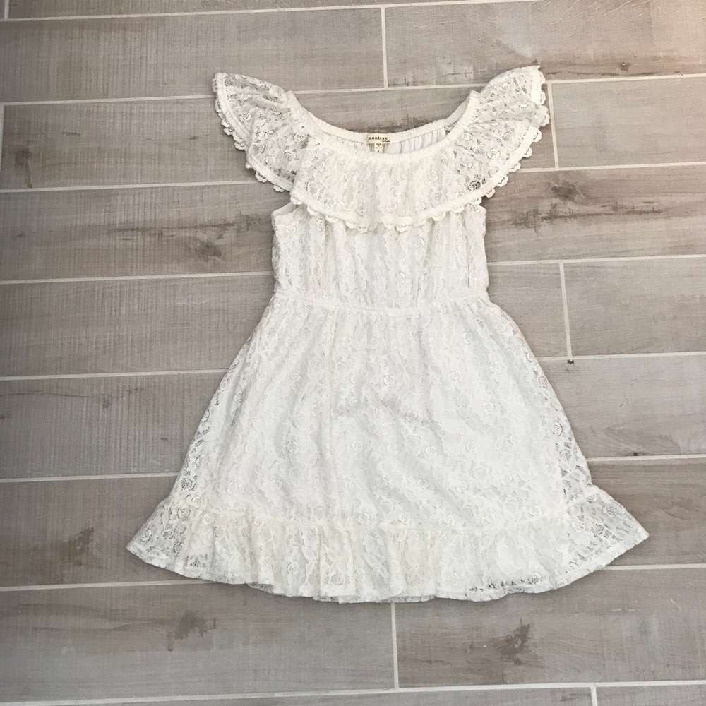 Off The Shoulder Lace Flouncy Dress
